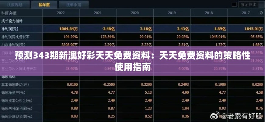 预测343期新澳好彩天天免费资料：天天免费资料的策略性使用指南