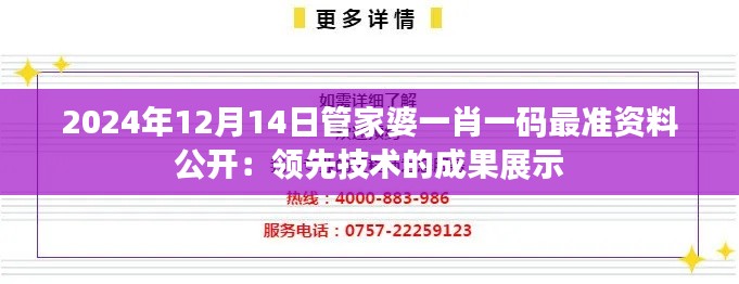 2024年12月14日管家婆一肖一码最准资料公开：领先技术的成果展示