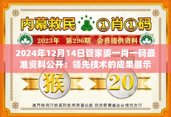 2024年12月14日管家婆一肖一码最准资料公开:领先技术的成果展示