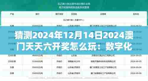 猜测2024年12月14日2024澳门天天六开奖怎么玩：数字化时代的赌博新策略
