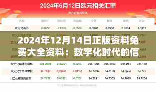 2024年12月14日正版资料免费大全资料:数字化时代的信息宝库