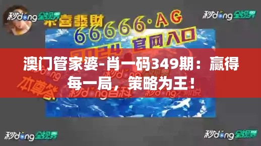 澳门管家婆-肖一码349期:赢得每一局,策略为王!