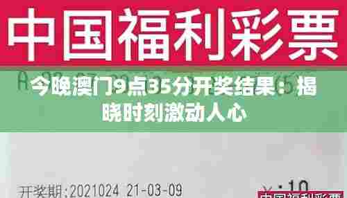今晚澳门9点35分开奖结果:揭晓时刻激动人心