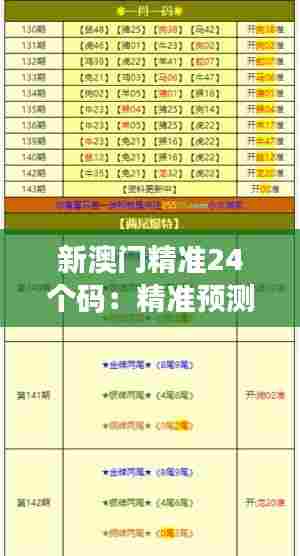 新澳门精准24个码：精准预测背后的算法与策略