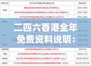 二四六香港全年免费资料说明:惠及市民的信息获取新渠道