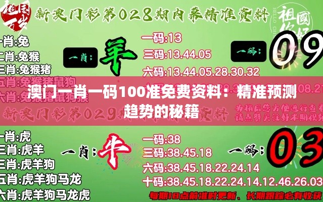 澳门一肖一码100准免费资料:精准预测趋势的秘籍