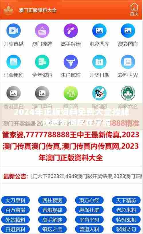 2024年正版资料免费大全挂牌：优质资源尽在掌握