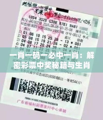 一肖一码一必中一肖:解密彩票中奖秘籍与生肖预测法