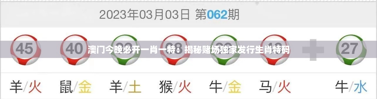 澳门今晚必开一肖一特：揭秘赌场独家发行生肖特码