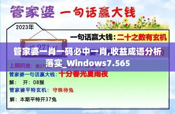 管家婆一肖一码必中一肖,收益成语分析落实_Windows7.565