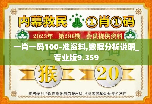 一肖一码100-准资料,数据分析说明_专业版9.359