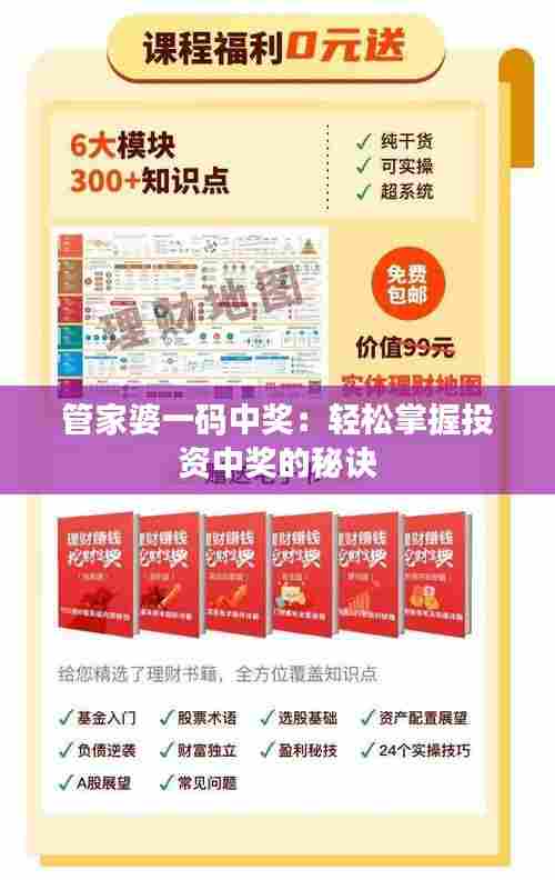 管家婆一码中奖：轻松掌握投资中奖的秘诀