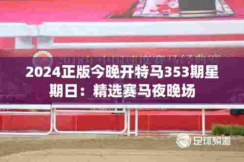 2024正版今晚开特马353期星期日:精选赛马夜晚场