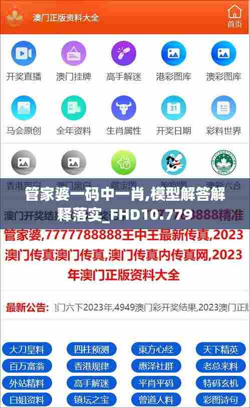 管家婆一码中一肖,模型解答解释落实_FHD10.779