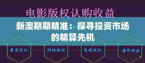 新澳期期精准:探寻投资市场的精算先机