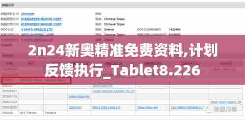2n24新奥精准免费资料,计划反馈执行_Tablet8.226