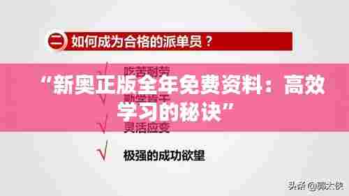 “新奥正版全年免费资料:高效学习的秘诀”