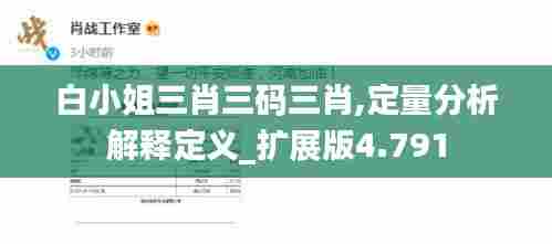 白小姐三肖三码三肖,定量分析解释定义_扩展版4.791