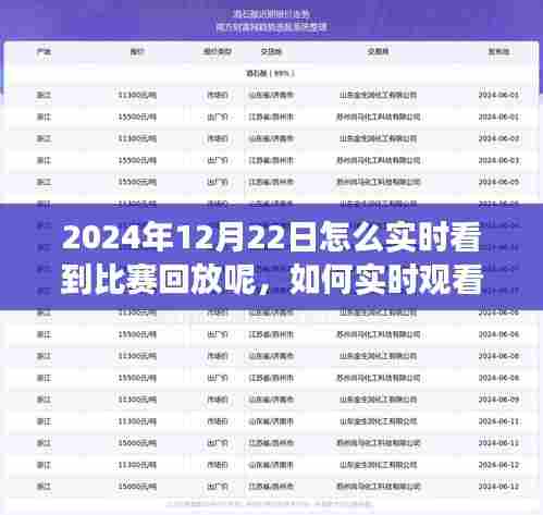 2024年12月22日赛事观看全攻略，实时观看与回放比赛的方法