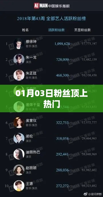 粉丝助力登顶热门，01月03日盛况回顾