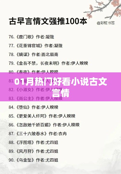 01月热门古文言情小说推荐