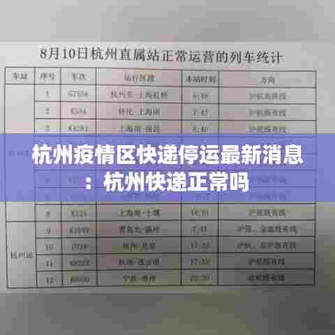 杭州疫情区快递停运最新消息:杭州快递正常吗