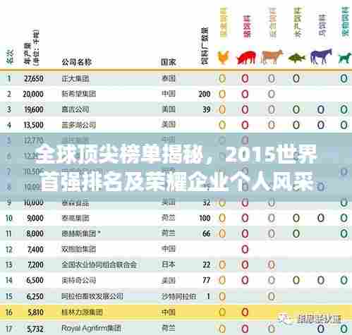 全球顶尖榜单揭秘,2015世界首强排名及荣耀企业个人风采展示