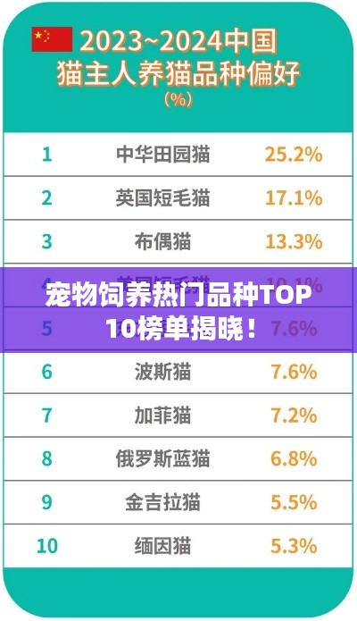 宠物饲养热门品种TOP10榜单揭晓!