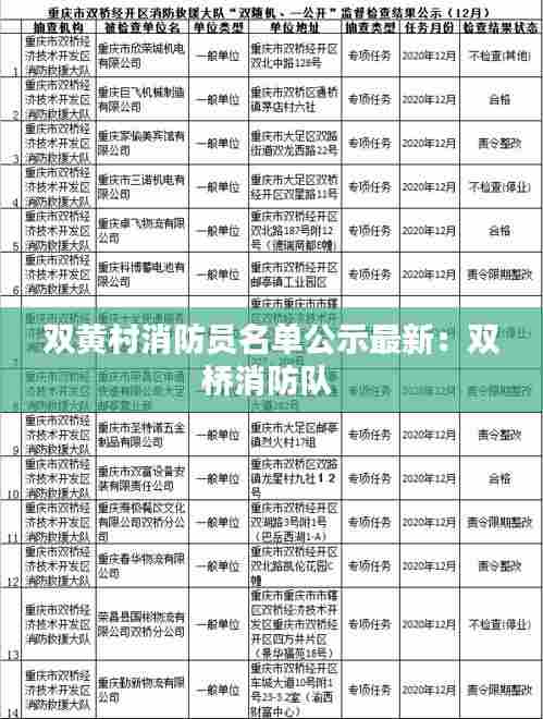 双黄村消防员名单公示最新：双桥消防队 