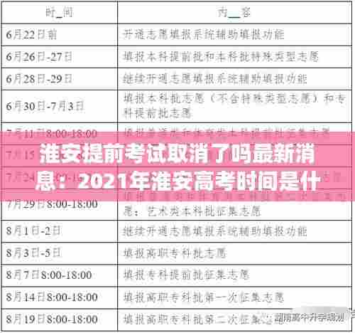 淮安提前考试取消了吗最新消息：2021年淮安高考时间是什么时候? 