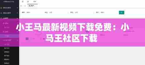 小王马最新视频下载免费:小马王社区下载