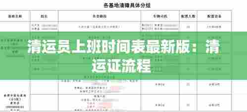 清运员上班时间表最新版:清运证流程