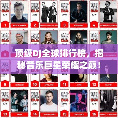 顶级DJ全球排行榜，揭秘音乐巨星荣耀之巅！