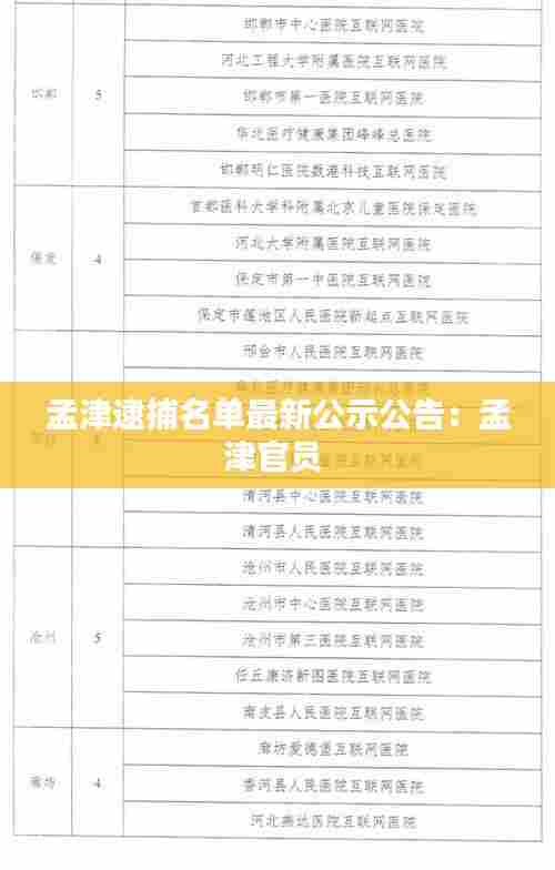 孟津逮捕名单最新公示公告：孟津官员 