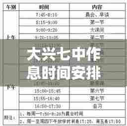 大兴七中作息时间安排最新:大兴七中总校地址