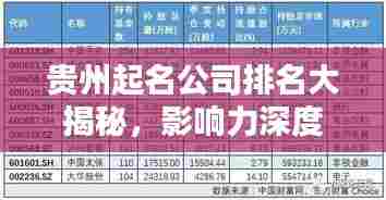 贵州起名公司排名大揭秘,影响力深度解析