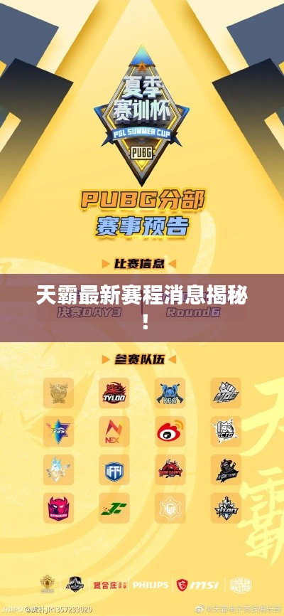 天霸最新赛程消息揭秘！