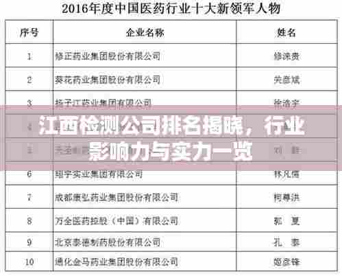 江西检测公司排名揭晓,行业影响力与实力一览