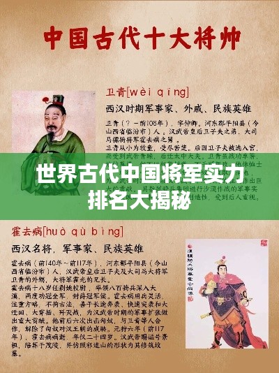 世界古代中国将军实力排名大揭秘
