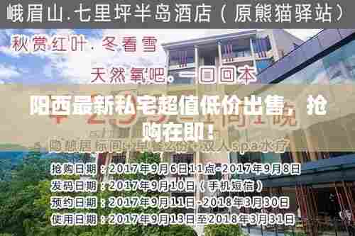 阳西最新私宅超值低价出售,抢购在即!