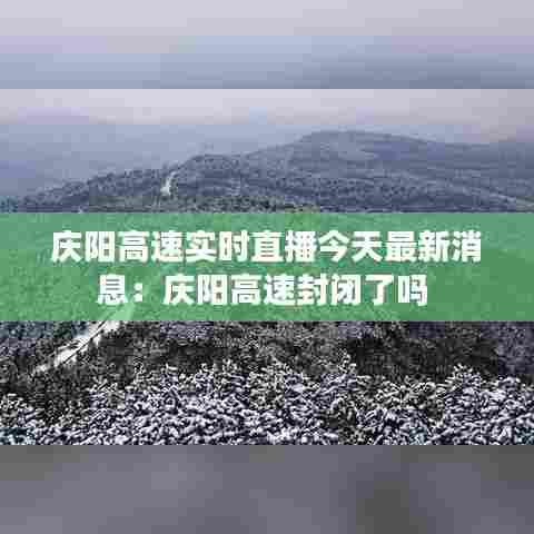 庆阳高速实时直播今天最新消息:庆阳高速封闭了吗