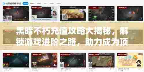 黑暗不朽充值攻略大揭秘,解锁游戏进阶之路,助力成为顶尖玩家!