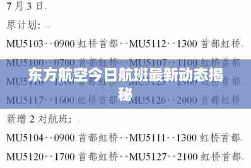 东方航空今日航班最新动态揭秘