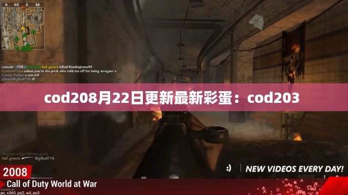 cod208月22日更新最新彩蛋：cod203 