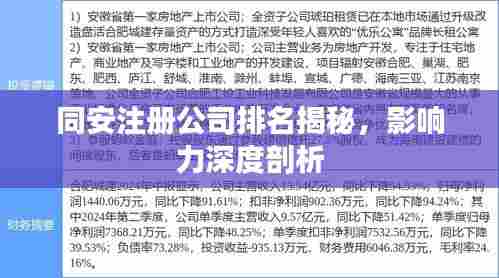 同安注册公司排名揭秘,影响力深度剖析
