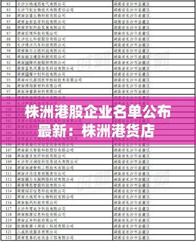 株洲港股企业名单公布最新:株洲港货店