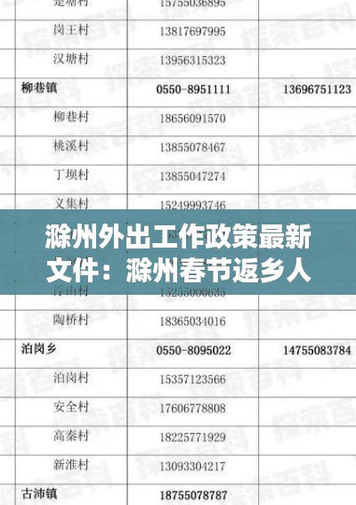 滁州外出工作政策最新文件:滁州春节返乡人员最新规定