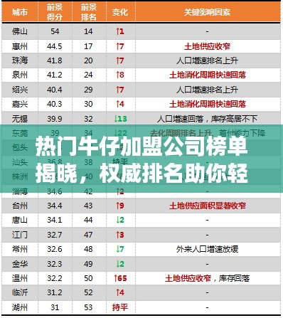 热门牛仔加盟公司榜单揭晓,权威排名助你轻松选择优质合作伙伴!