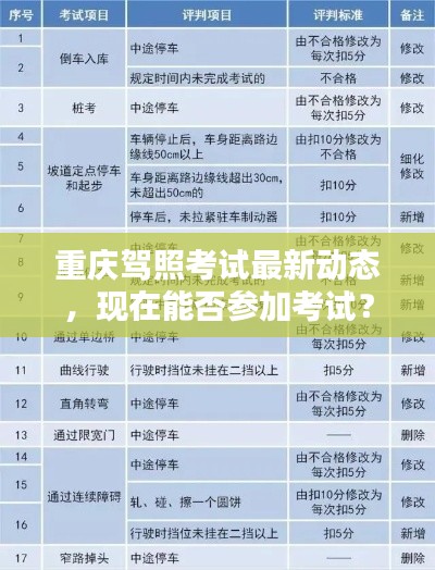 重庆驾照考试最新动态,现在能否参加考试?
