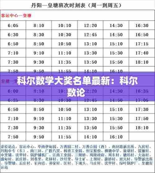 科尔数学大奖名单最新:科尔数论